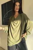 Suki Drape Cowl Blouse Khaki /9=
